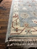 Colleen 2.9x14 Light Blue and Ivory Hand-Knotted Oushak Runner | Banana Manor Rug Factory Outlet
