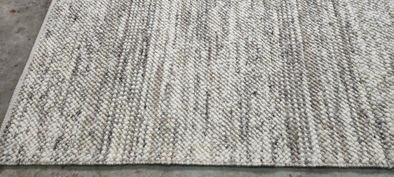 Colley Cibber Handwoven Wool Durrie Natural Grey and White Goti Rug (Multiple Sizes Available) | Banana Manor Rug Company