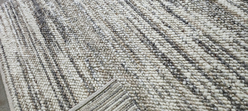 Colley Cibber Handwoven Wool Durrie Natural Grey and White Goti Rug (Multiple Sizes Available) | Banana Manor Rug Company