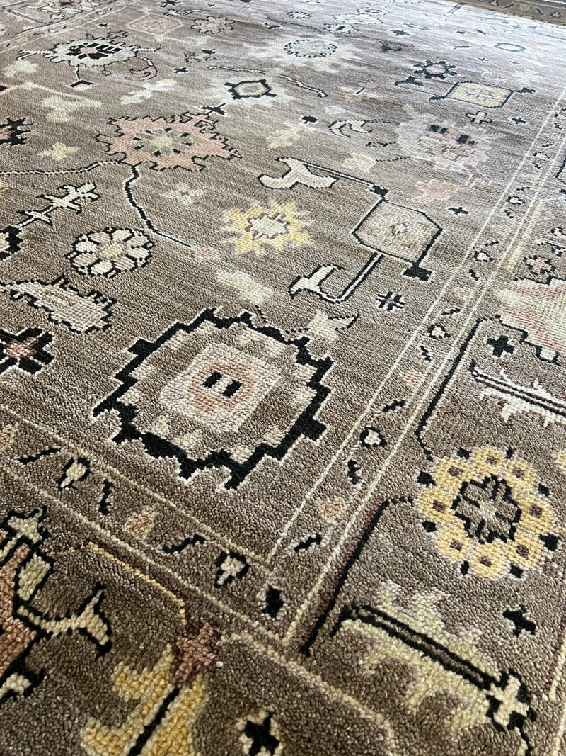 Cordelia 8x10 Light Brown Hand-Knotted Oushak Rug | Banana Manor Rug Company