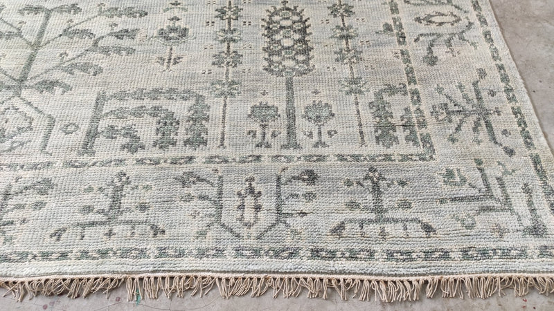 Cosette 9x11.9 Silver and Grey Hand-Knotted Oushak Rug | Banana Manor Rug Company