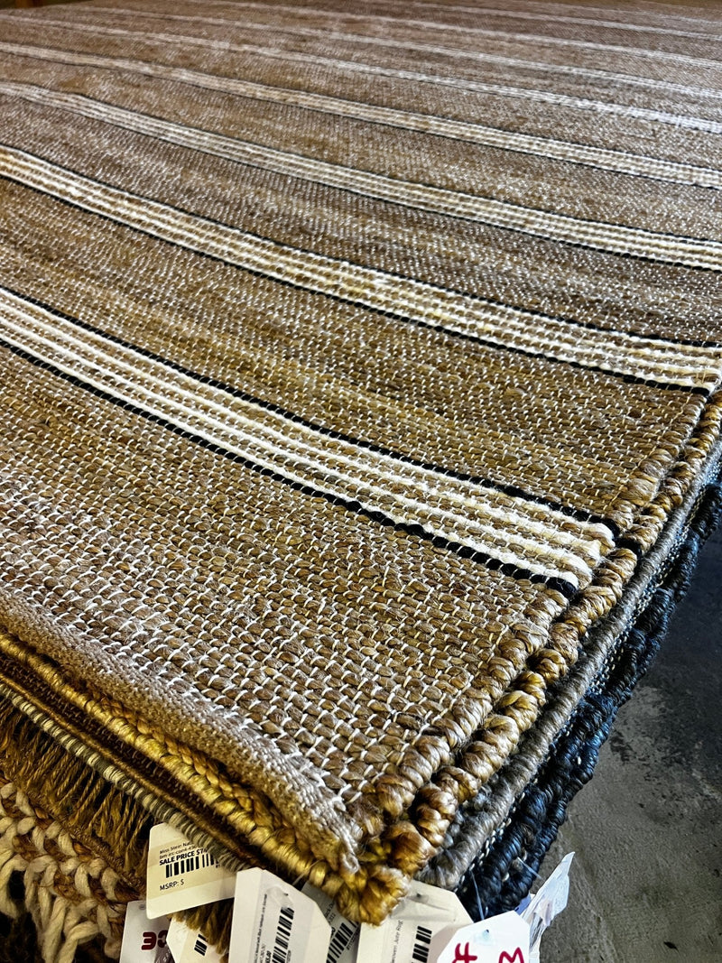 Count Basie Handwoven Striped Natural Jute Rug (Multiple Sizes) | Banana Manor Rug Factory Outlet