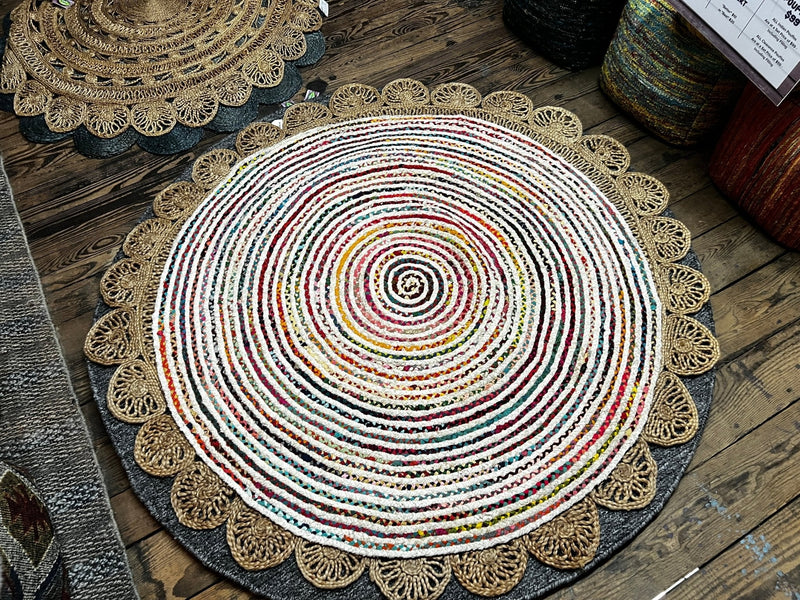 Cruzados Colorful 5.3x5.3 Cotton Round Rug | Banana Manor Rug Factory Outlet