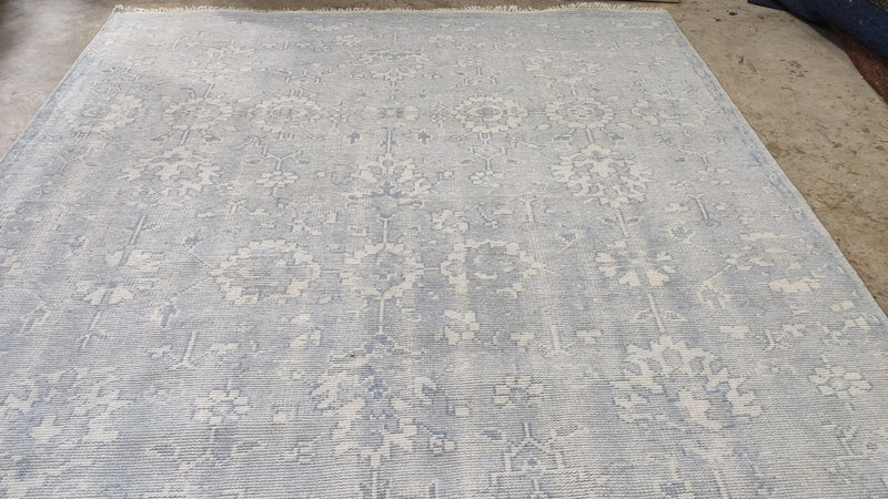 Cutshall Hand-Knotted Aqua Textured PET Yarn Rug | Banana Manor Rug Company