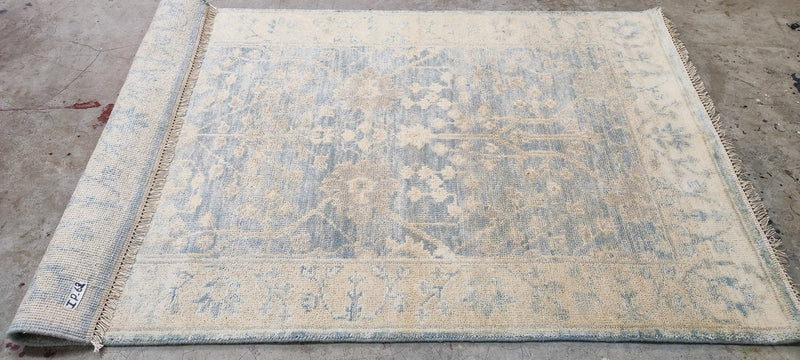 Cynthia O'Hara Hand-Knotted Oushak Rug Aqua and Silver O'Hara 4x6 | Banana Manor Rug Company