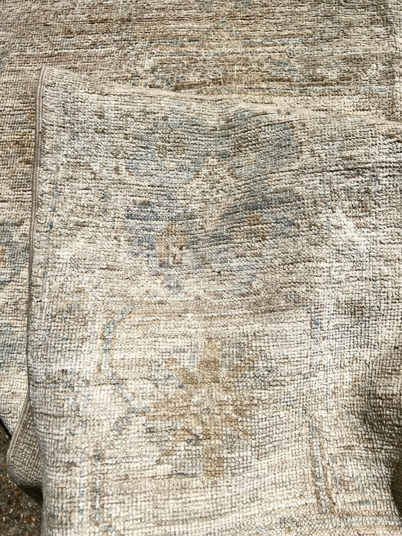 Damsa Hand-Knotted White Washed Afghani Oushak Rug 8x10 | Banana Manor Rug Company