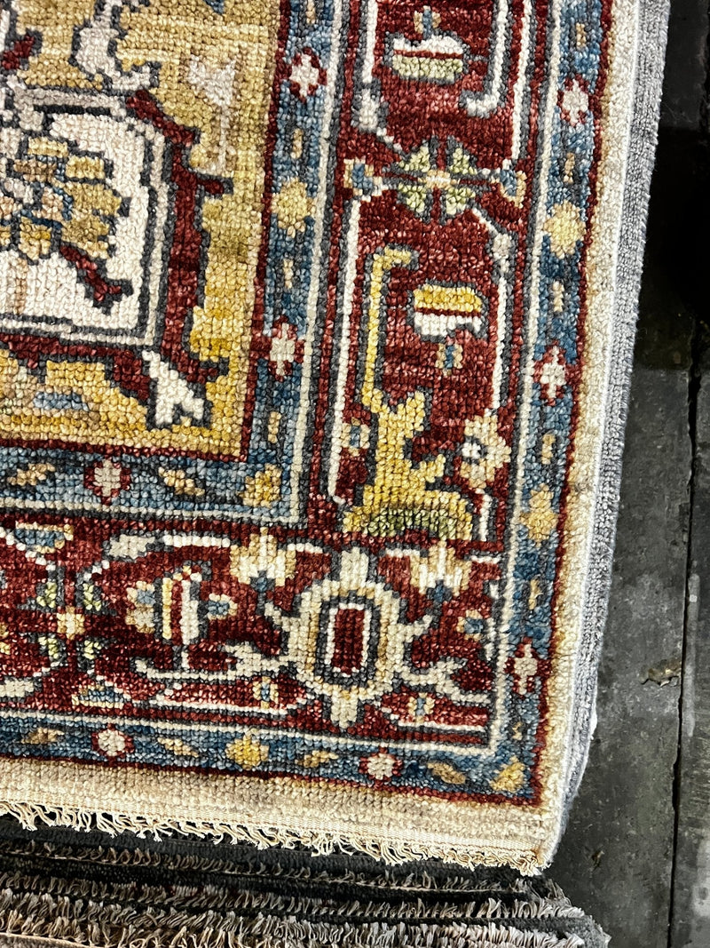 Dana Bass 7.9x9.9 Ivory and Rust Hand-Knotted Oriental Rug | Banana Manor Rug Factory Outlet