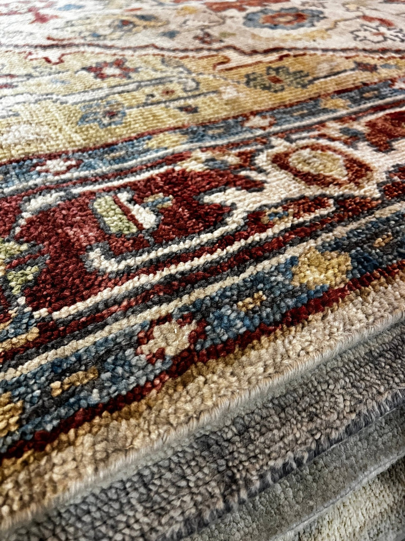 Dana Bass 7.9x9.9 Ivory and Rust Hand-Knotted Oriental Rug | Banana Manor Rug Factory Outlet