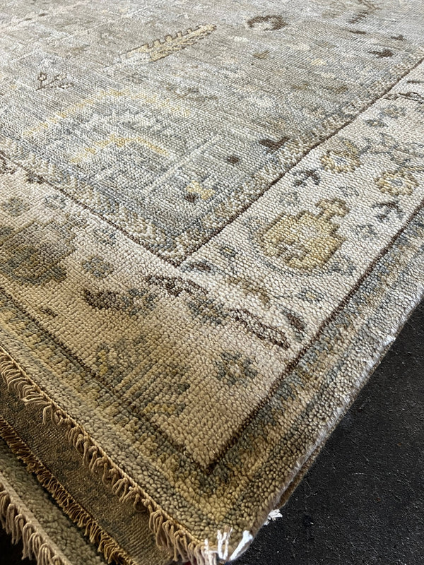 Danae 8.3x10 Grey and Ivory Hand-Knotted Oushak Rug | Banana Manor Rug Company