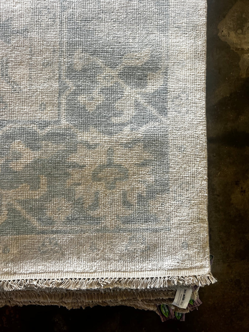 Darya Melnikova 9.3x12.3 Hand-Knotted Oushak Rug Ivory and Green | Banana Manor Rug Factory Outlet