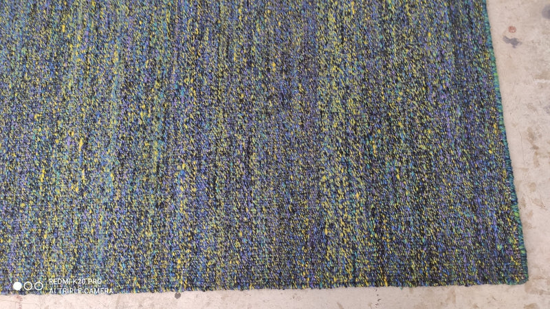 Dascha Polanco 5.3x8.3 Handwoven Dark Blue Durrie Rug | Banana Manor Rug Company