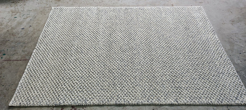 David Garrick Handwoven Wool Durrie Natural Grey Loop Ball 4.6x6.6 | Banana Manor Rug Company