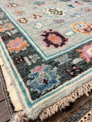 Delaney 2.6x10 Hand-Knotted Grey and Blue Oushak Runner | Banana Manor Rug Company