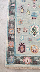 Delaney 2.6x10 Hand-Knotted Grey and Blue Oushak Runner | Banana Manor Rug Company