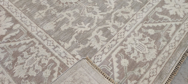 Delphine Krakoff Grey and Silver Hand-Knotted Oushak Rug 8x9.9 | Banana Manor Rug Company