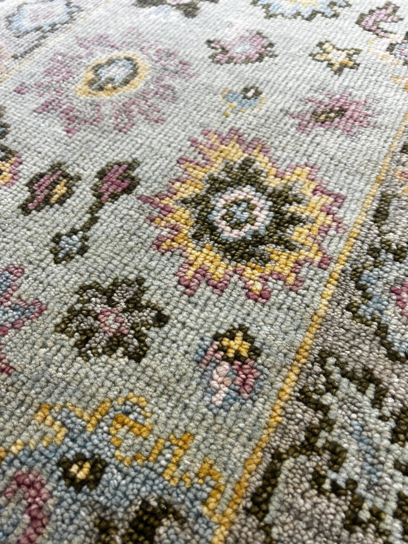 "Demi" Light Blue and Grey Hand-Knotted Oushak 8x10 | Banana Manor Rug Company