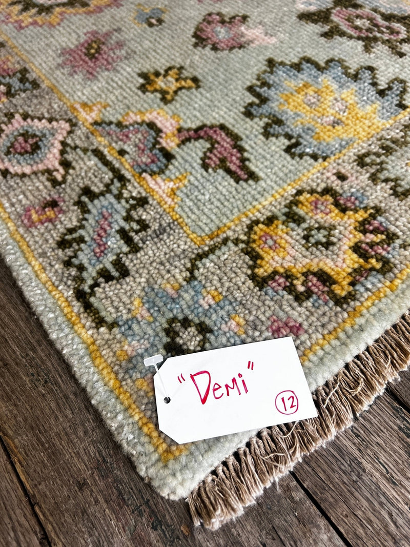 "Demi" Light Blue and Grey Hand-Knotted Oushak 8x10 | Banana Manor Rug Company