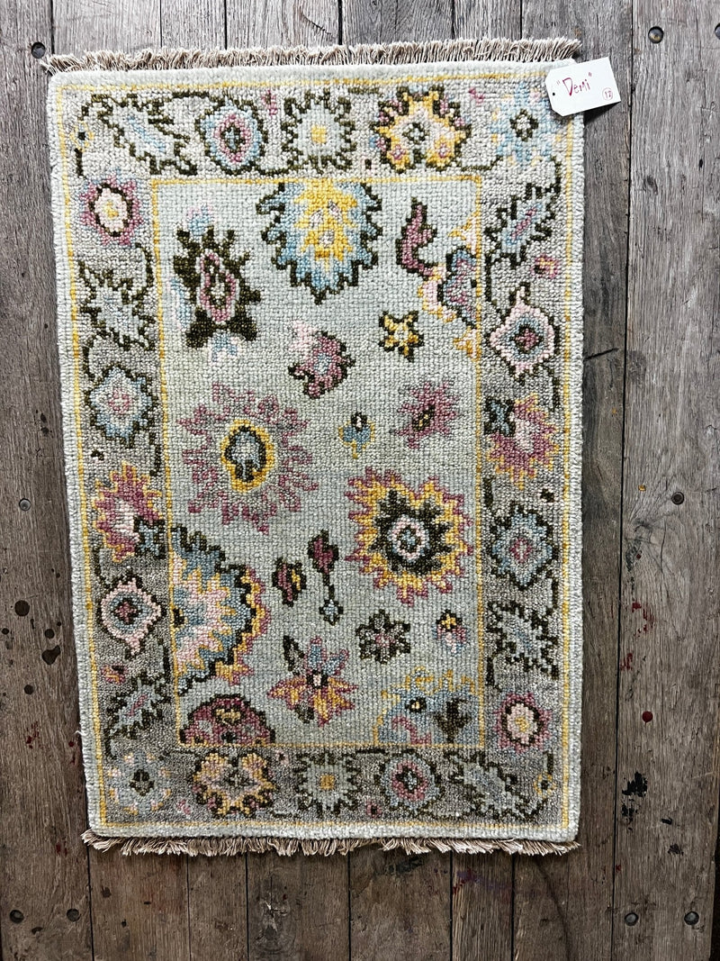 "Demi" Light Blue and Grey Hand-Knotted Oushak 8x10 | Banana Manor Rug Company