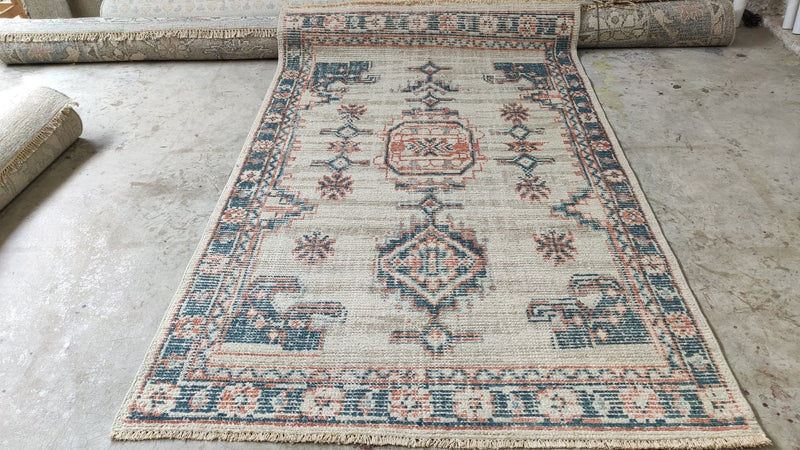 Demi Moore 5x7.9 Beige Hand-Knotted Oushak Rug | Banana Manor Rug Company