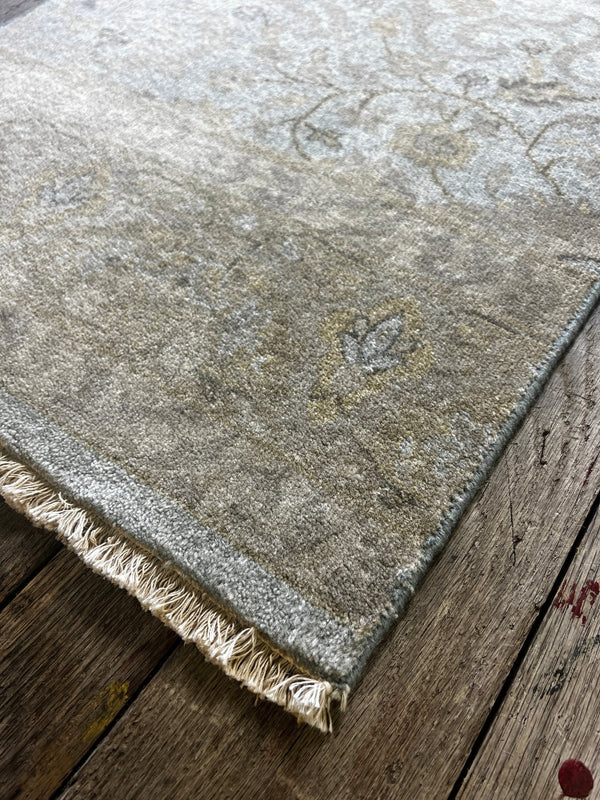 "Derana" Grey and Gold Hand-Knotted Oushak 8x10 | Banana Manor Rug Company