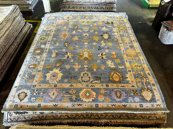 Devon 8x9.9 Blue Hand-Knotted Oushak Rug | Banana Manor Rug Factory Outlet