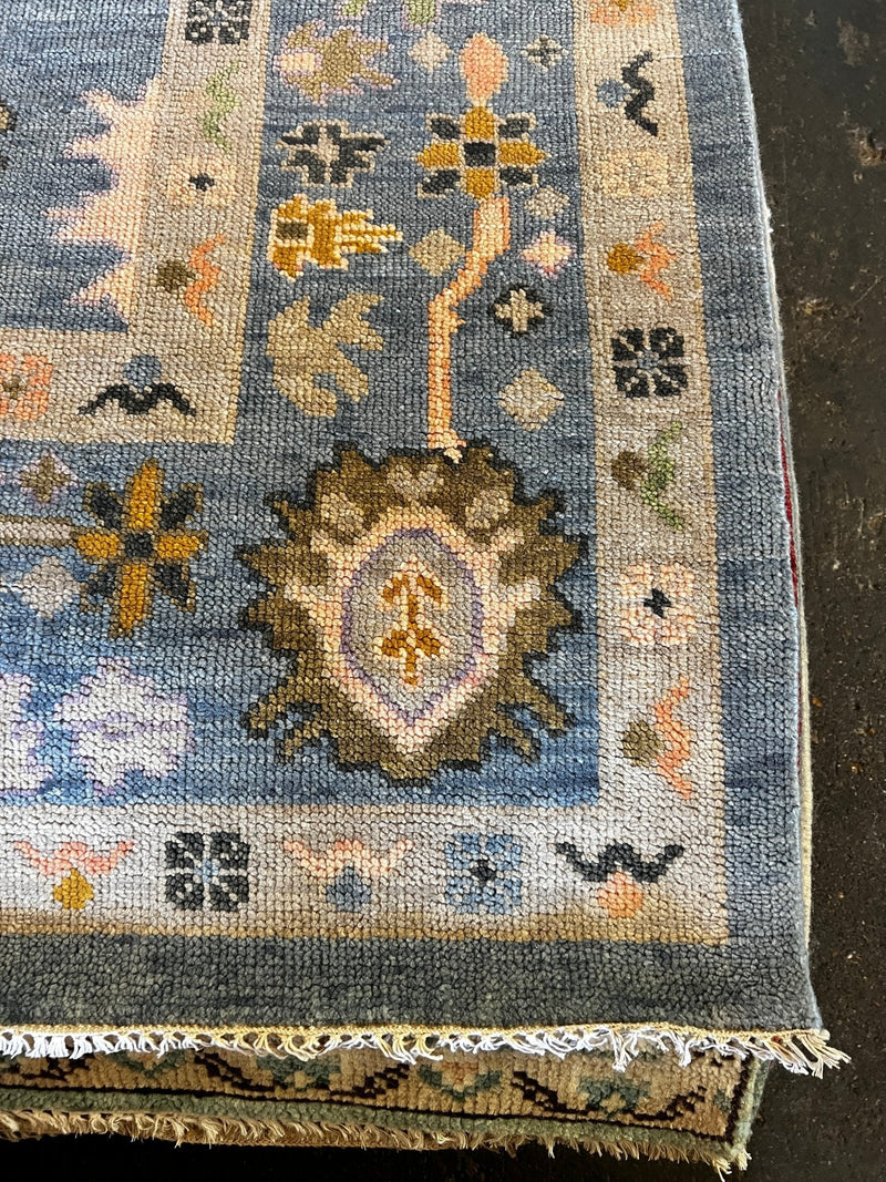 Devon 8x9.9 Blue Hand-Knotted Oushak Rug | Banana Manor Rug Factory Outlet