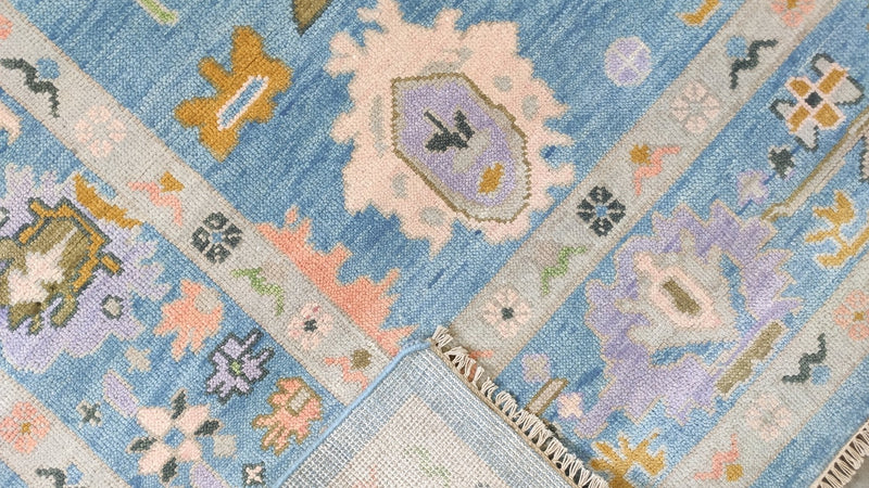 Devon 8x9.9 Blue Hand-Knotted Oushak Rug | Banana Manor Rug Company