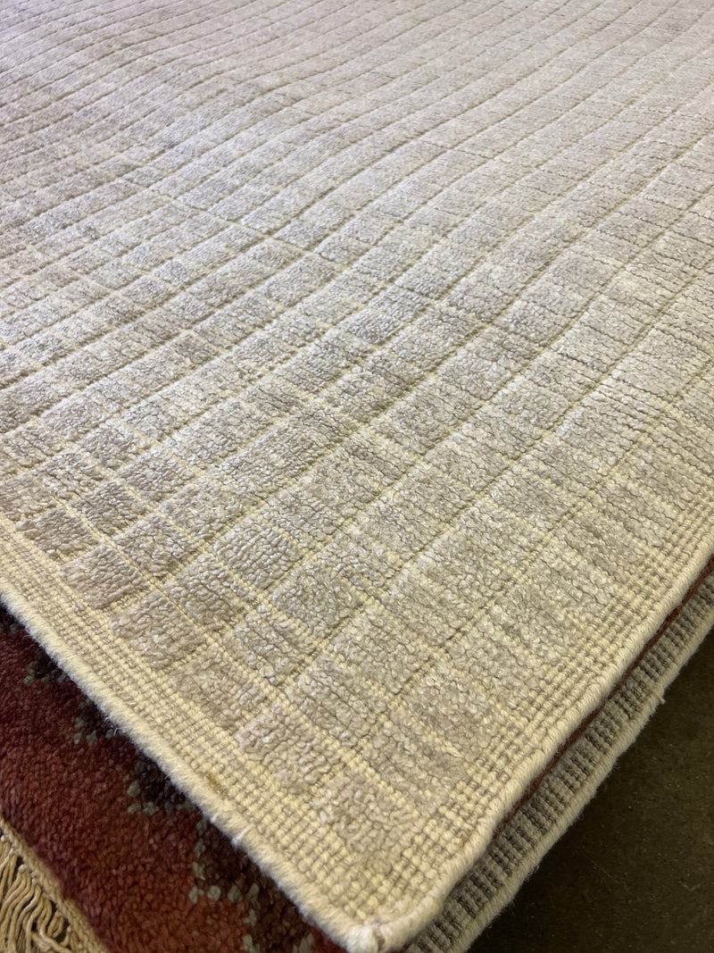 Dexter 9.6x13 Cream Handwoven Cubed Modern Rug | Banana Manor Rug Company