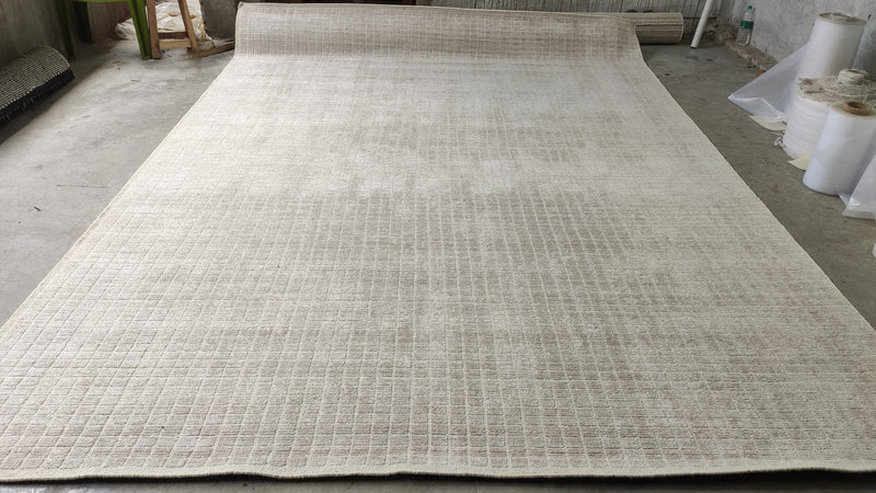 Dexter 9.6x13 Cream Handwoven Cubed Modern Rug | Banana Manor Rug Company