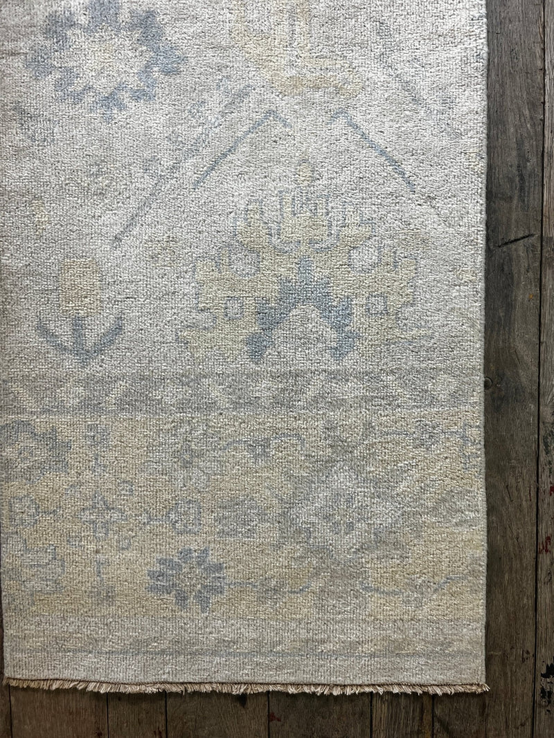 "Di" Muted Gold and Blue Hand-Knotted Oushak 8x10 | Banana Manor Rug Company