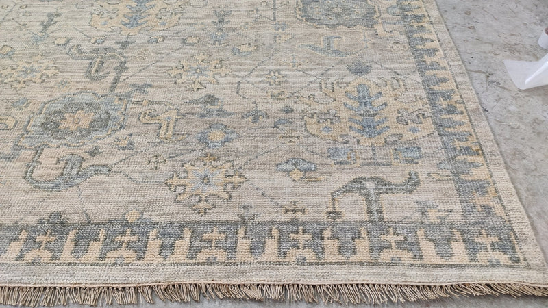 Dianna 8x10 Grey and Beige Hand-Knotted Oushak Rug | Banana Manor Rug Company