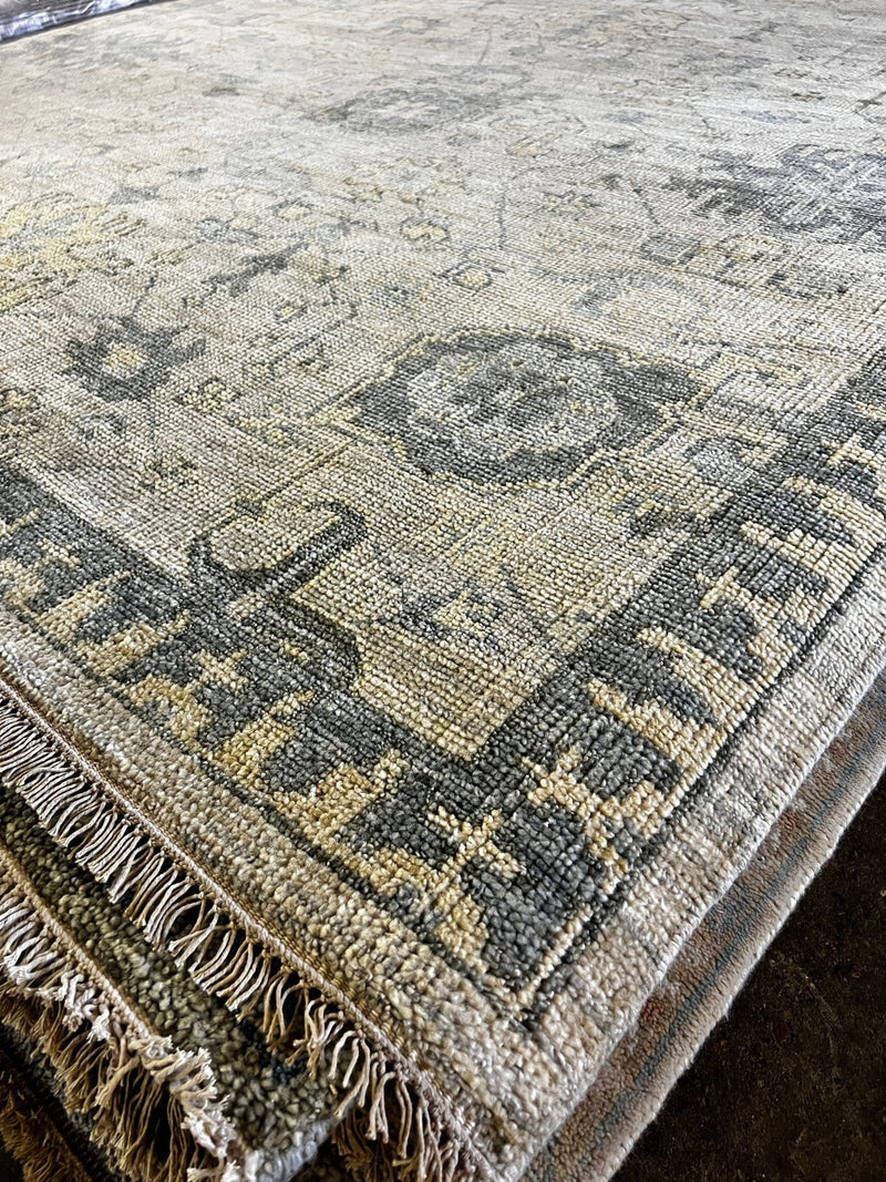 Dianna 8x10 Grey and Beige Hand-Knotted Oushak Rug | Banana Manor Rug Company