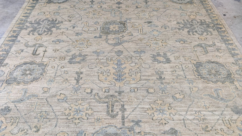 Dianna 8x10 Grey and Beige Hand-Knotted Oushak Rug | Banana Manor Rug Company