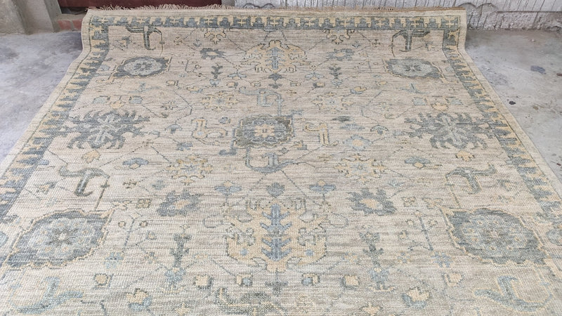 Dianna 8x10 Grey and Beige Hand-Knotted Oushak Rug | Banana Manor Rug Company