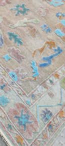 Dianne Walker Hand-Knotted Oushak Rug Light Brown and Grey 9.6x12.6 | Banana Manor Rug Company