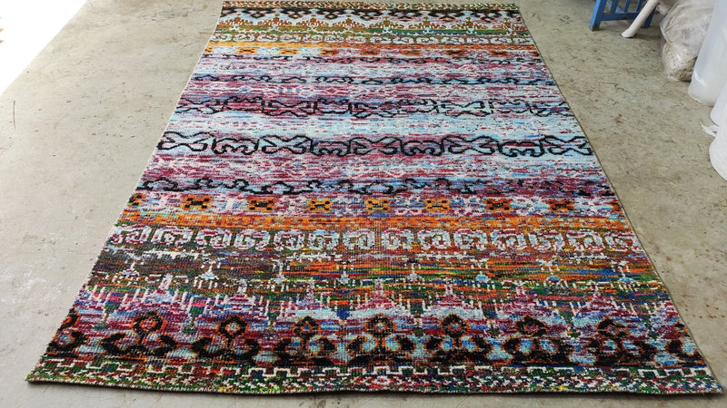 Dinah 6.3x9.3 Multi-Colored Hand-Knotted Abstract Rug | Banana Manor Rug Company
