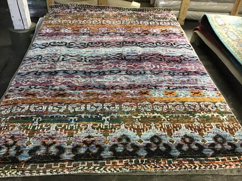 Dinah 6.3x9.3 Multi-Colored Hand-Knotted Abstract Rug | Banana Manor Rug Company