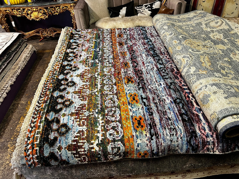 Dinah 6.3x9.3 Multi-Colored Hand-Knotted Abstract Rug | Banana Manor Rug Company