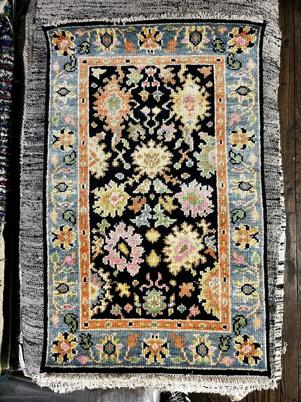 Diora Baird 2.6x4 Blue Hand-Knotted Oushak Rug | Banana Manor Rug Company