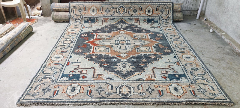 Dona Rosene Grey and Beige Hand-Knotted Oriental Rug 8x10 | Banana Manor Rug Company