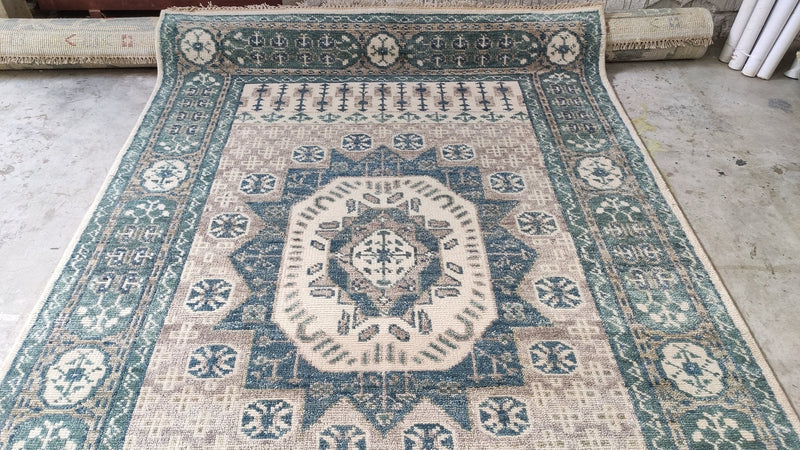 Dorian 6x9 Ivory Hand-Knotted Oushak Rug | Banana Manor Rug Company