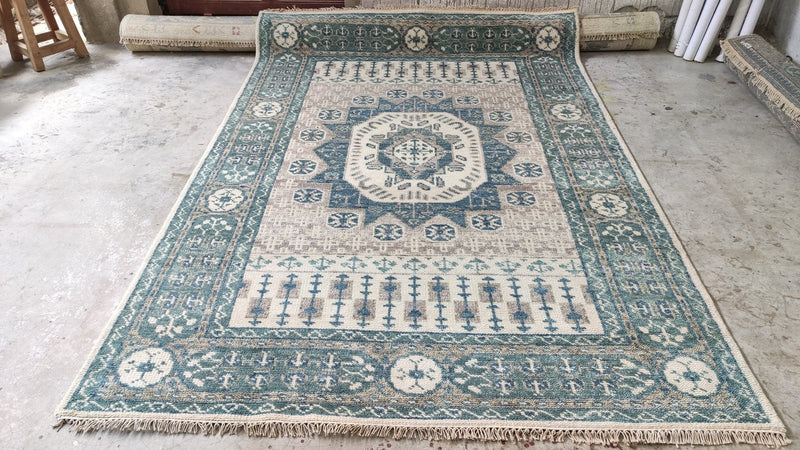 Dorian 6x9 Ivory Hand-Knotted Oushak Rug | Banana Manor Rug Company