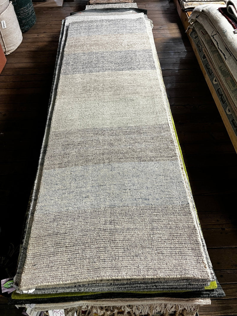 Doris 2.6x7.9 Striped Hand-Knotted Runner | Banana Manor Rug Factory Outlet