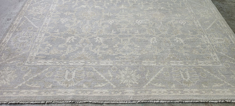 Drew Barrymore 9x11.9 Grey and Silver Hand-Knotted Oushak Rug | Banana Manor Rug Company