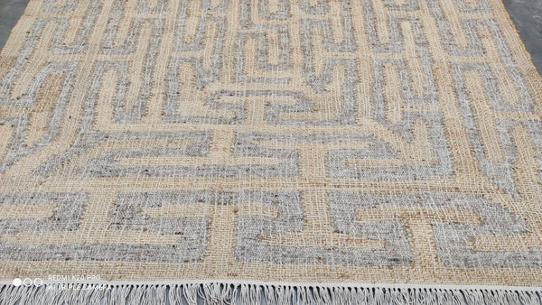 Dulan 2.9x7.9 Handwoven Printed Natural Jute Runner | Banana Manor Rug Company