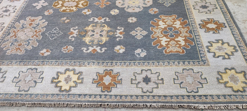 Dvira Ovadia Grey and Tan Hand-Knotted Oushak Rug 8x10 | Banana Manor Rug Company