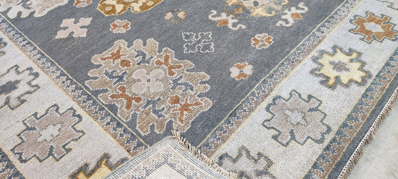 Dvira Ovadia Grey and Tan Hand-Knotted Oushak Rug 8x10 | Banana Manor Rug Company