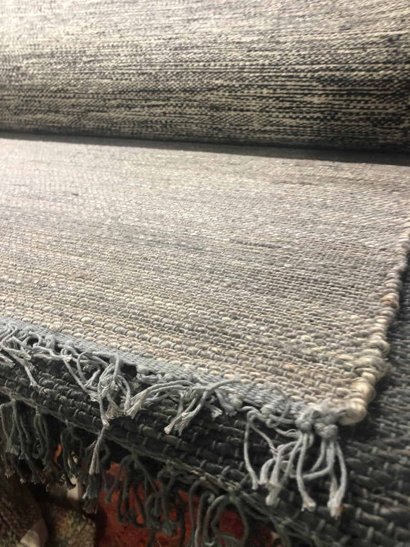 Earl Camembert Handwoven 4x6 Light Grey Durrie Rug | Banana Manor Rug Company