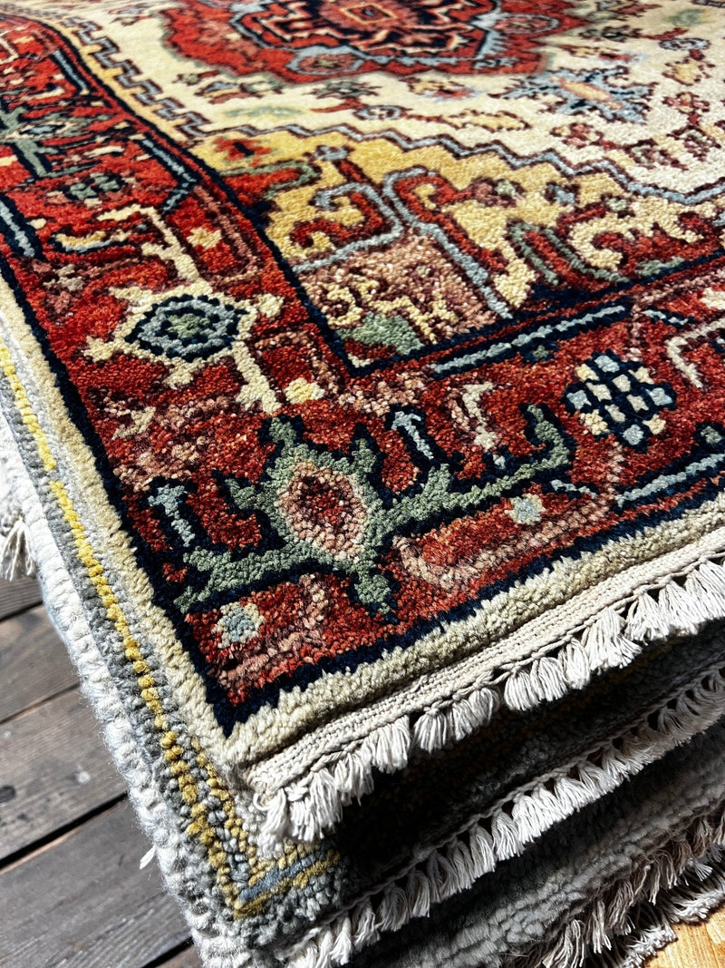 Eddie Jemison 2.6x9.9 Ivory and Rust Hand-Knotted Serapi Runner | Banana Manor Rug Factory Outlet