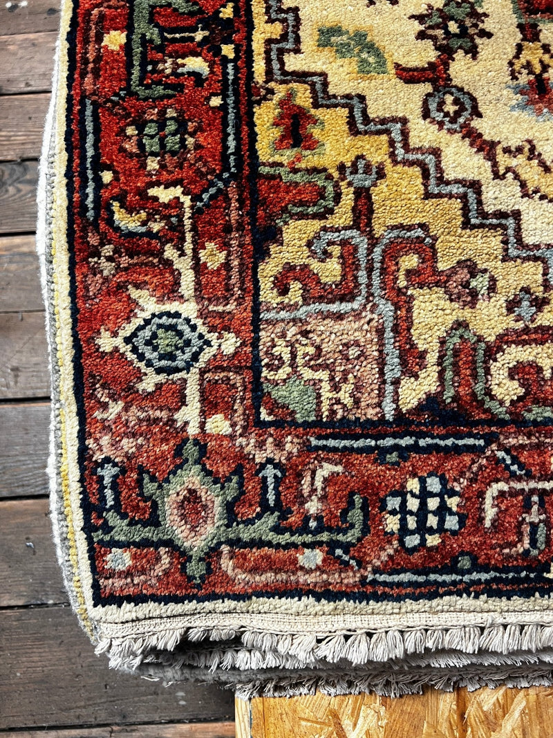 Eddie Jemison 2.6x9.9 Ivory and Rust Hand-Knotted Serapi Runner | Banana Manor Rug Factory Outlet